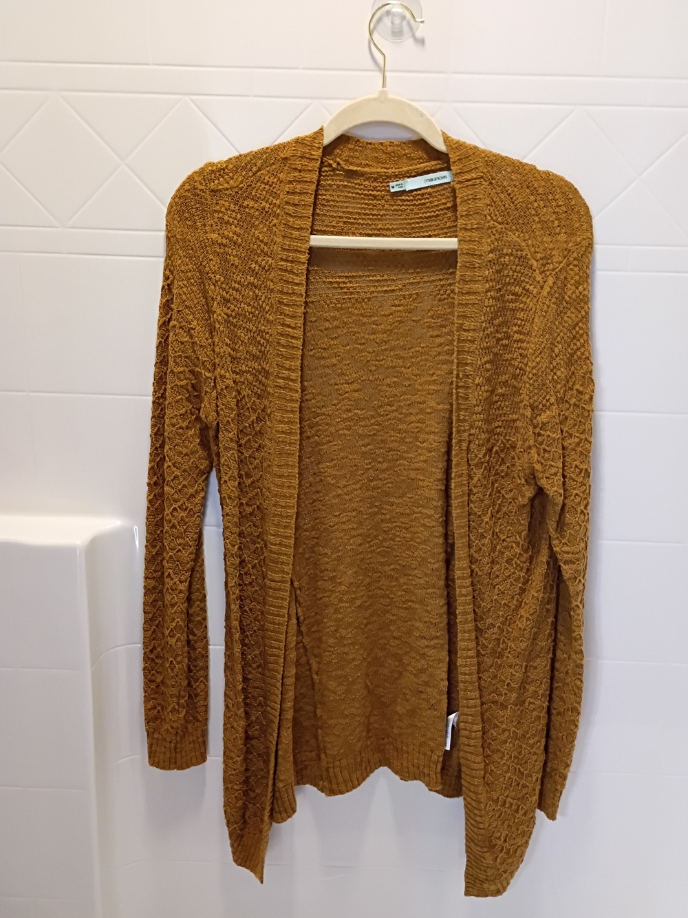 Maurices Textured Open-Front Cardigan in Mustard Gold Medium